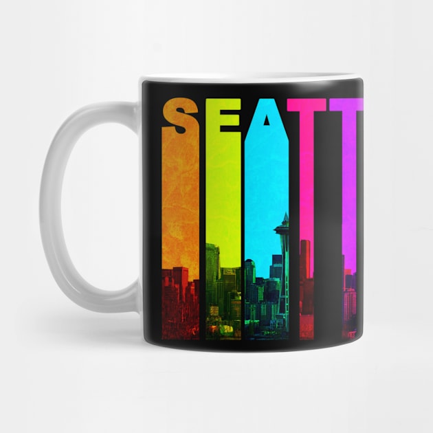 Retro Seattle Washington Cityscape Skyline by phughes1980